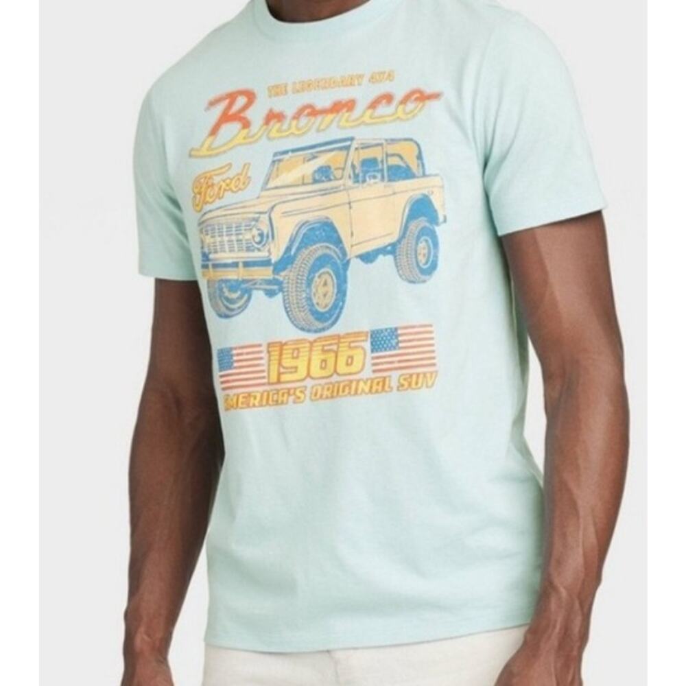 Licensed Ford Bronco Country Graphic T-Shirt Size Large Light Blue by Goodfellow